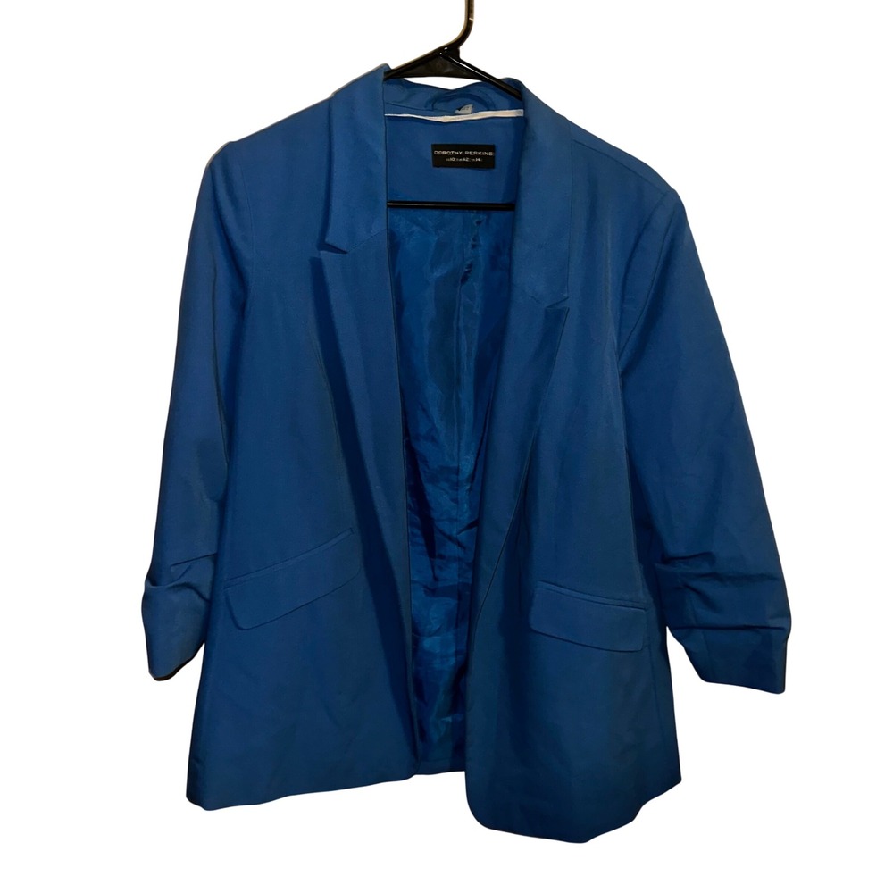 Dorothy Perkins Blue Blazer US 10, UK 14, EUR 42, 3/4 Sleeve, Collared
